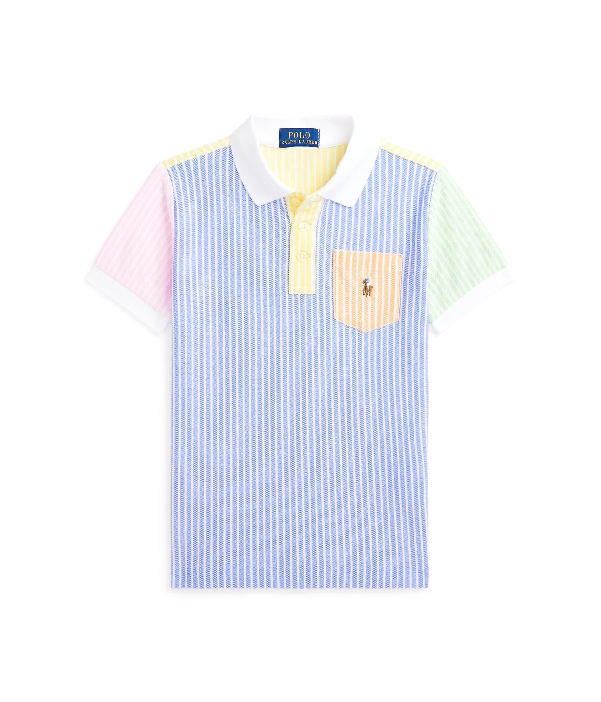 

Поло Polo Ralph Lauren Kids Striped Oxford Mesh Polo Shirt, цвет Harbor Island Blue Multi