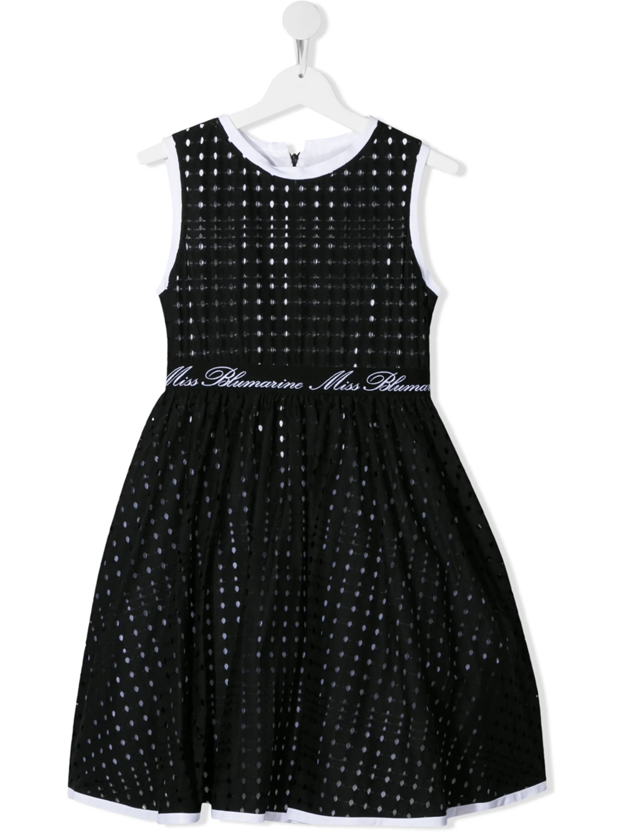 

Расклешенное платье с перфорацией Miss Blumarine, черный