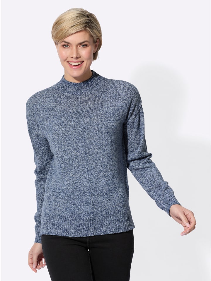 

Свитер с воротником-стойкой из денима синего меланжевого цвета WITT WEIDEN