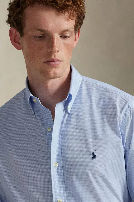 Классическая рубашка эластичная Polo Ralph Lauren, синий — фото 4