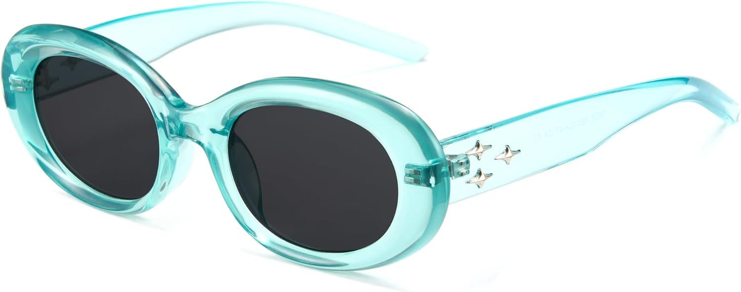 

Женские солнцезащитные очки Cyxus овальной формы с четырехконечной звездой, защитой от УФ-излучения, линзами AC, модной ультралегкой оправой из поликарбоната, 1149 - Blue Frame - Blue Lens