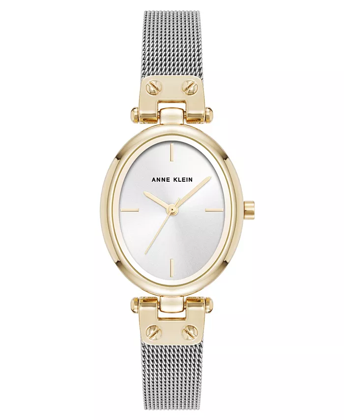 

Женские часы Quartz Continental Oval двухцветные на стальной сетчатой браслете, 26мм Anne Klein