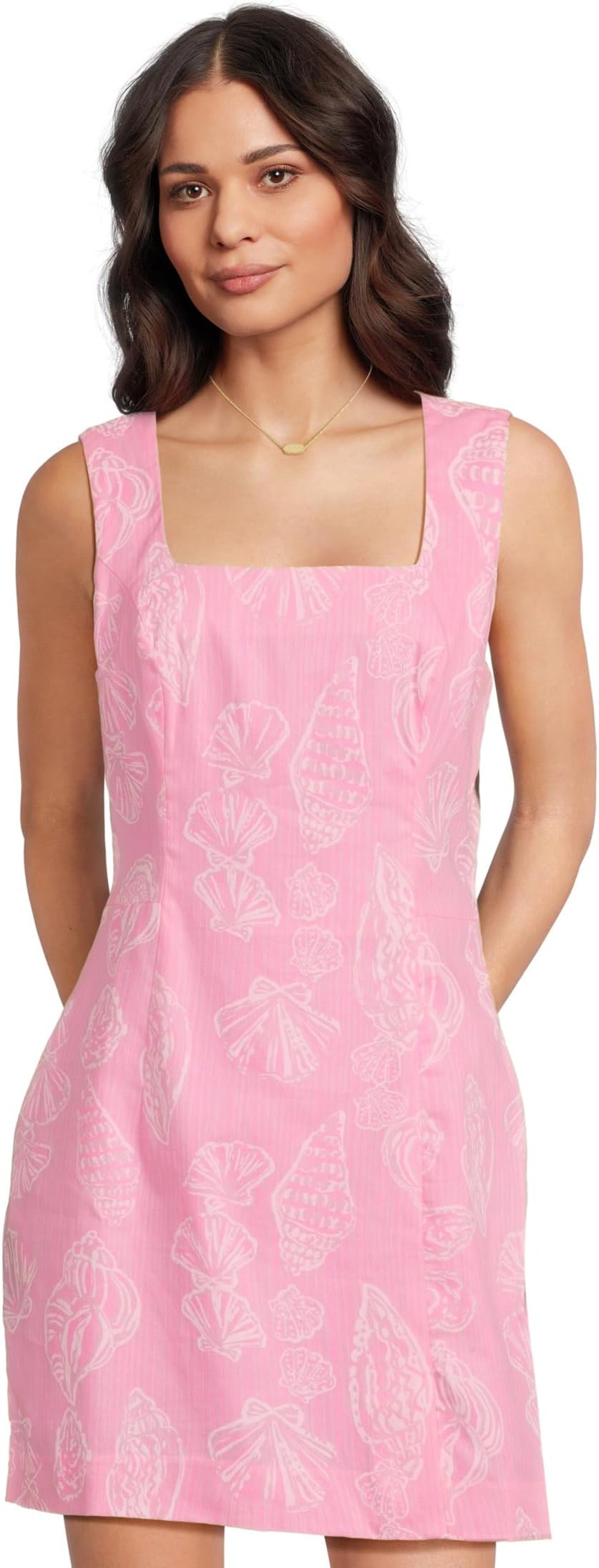 

Платье Lilly Pulitzer Kalinara Stretch Romper, цвет Rousseau Pink Cool As Shell Overprint