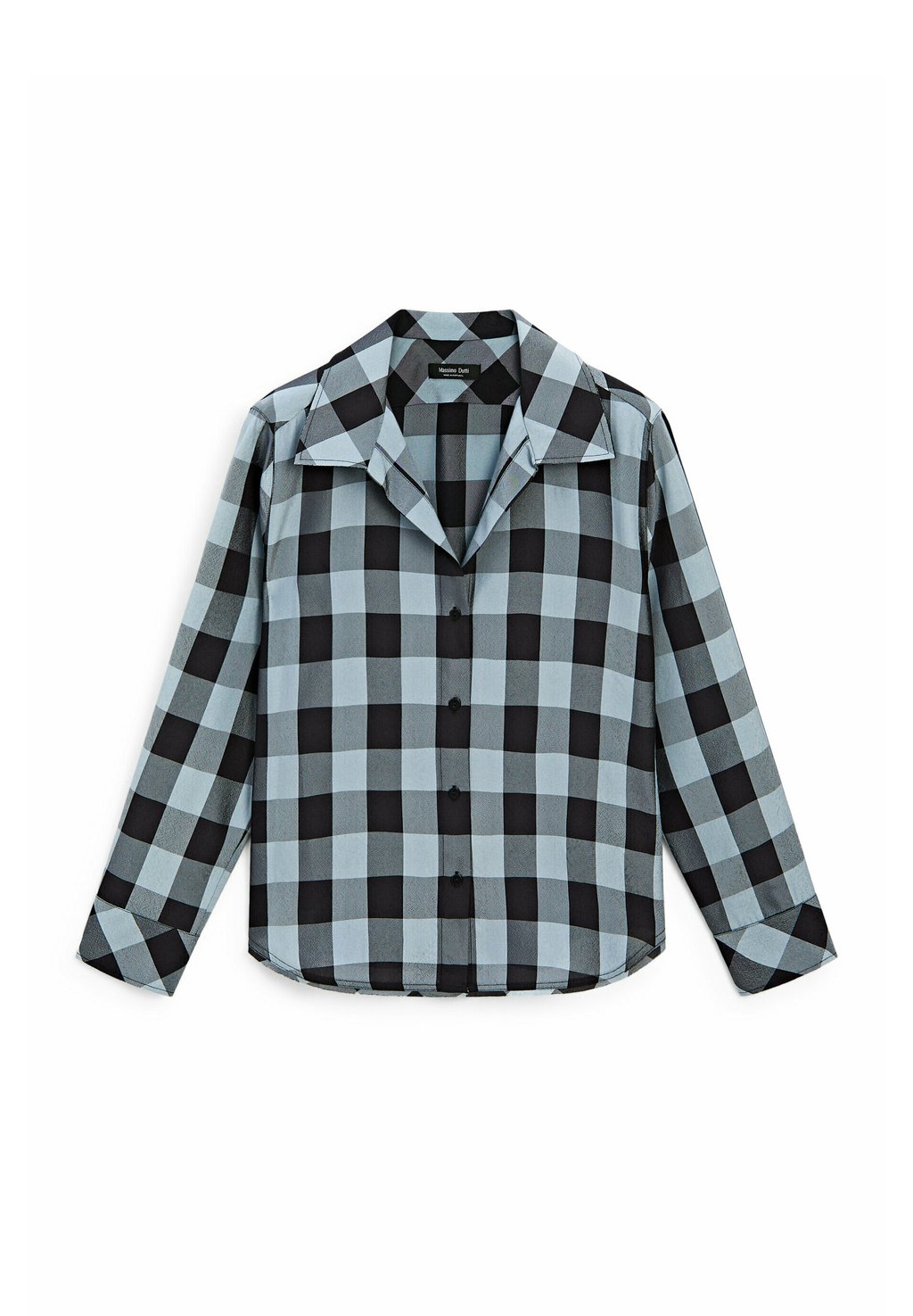

Блузка на пуговицах FLOWING CHECK Massimo Dutti, темно-синий