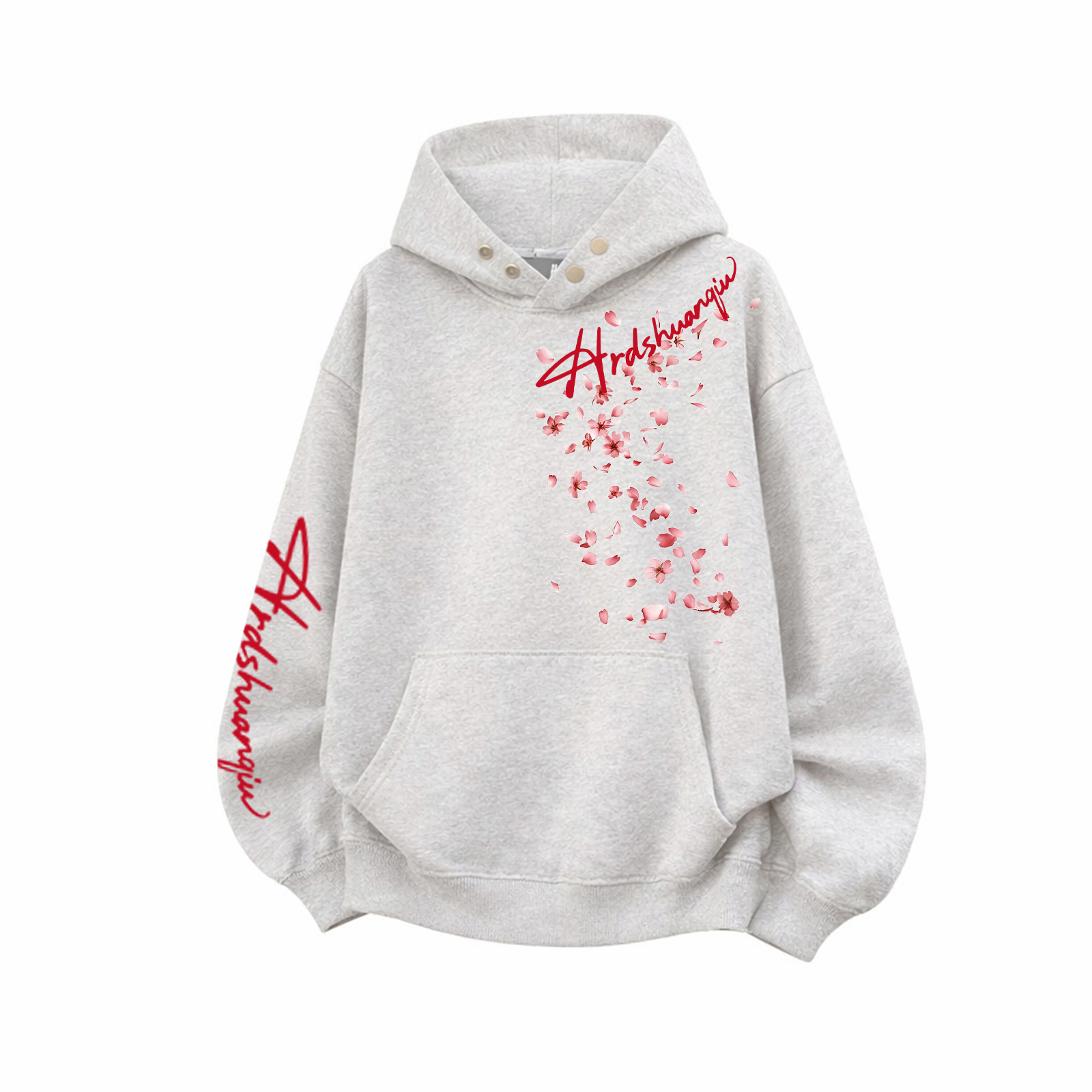 

Толстовка Unisex Hooded Moderate Heavyweight HUANQIU, premium серый (красный )