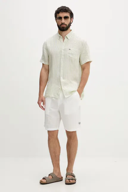 Рубашка мужская в полоску Lacoste, зеленый — фото 2