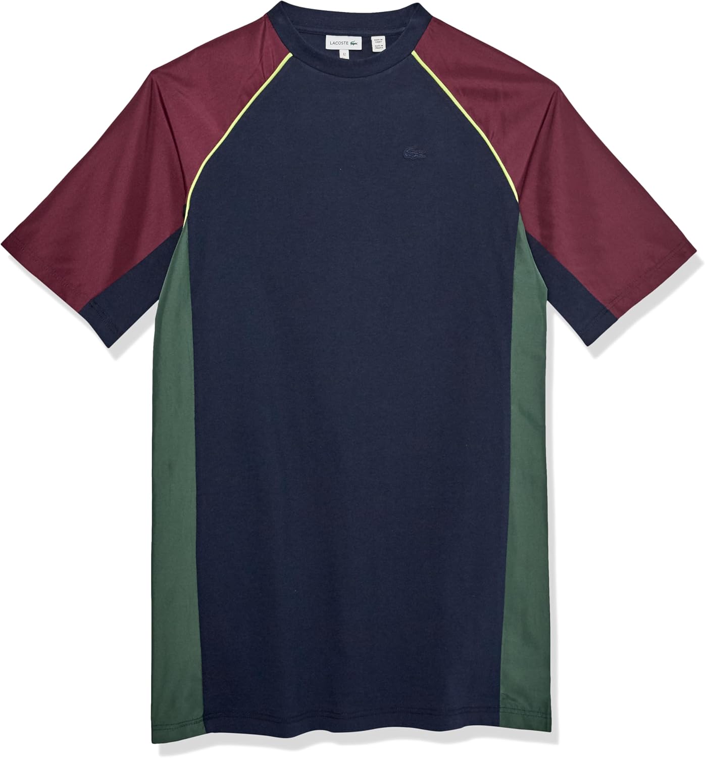 

Платье-футболка Lacoste для девочек в стиле «колорблок», Zin/Limeira-Marine-Sequoia