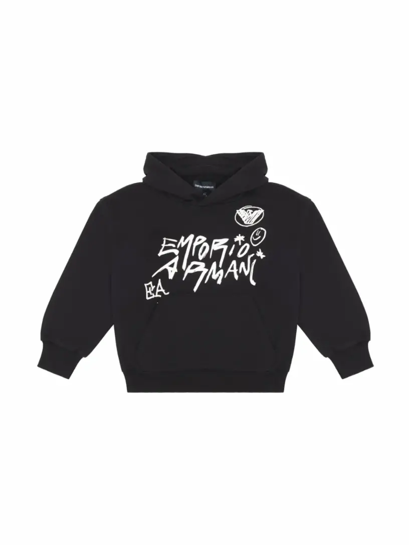 

Хлопковое худи с логотипом EMPORIO ARMANI, черный