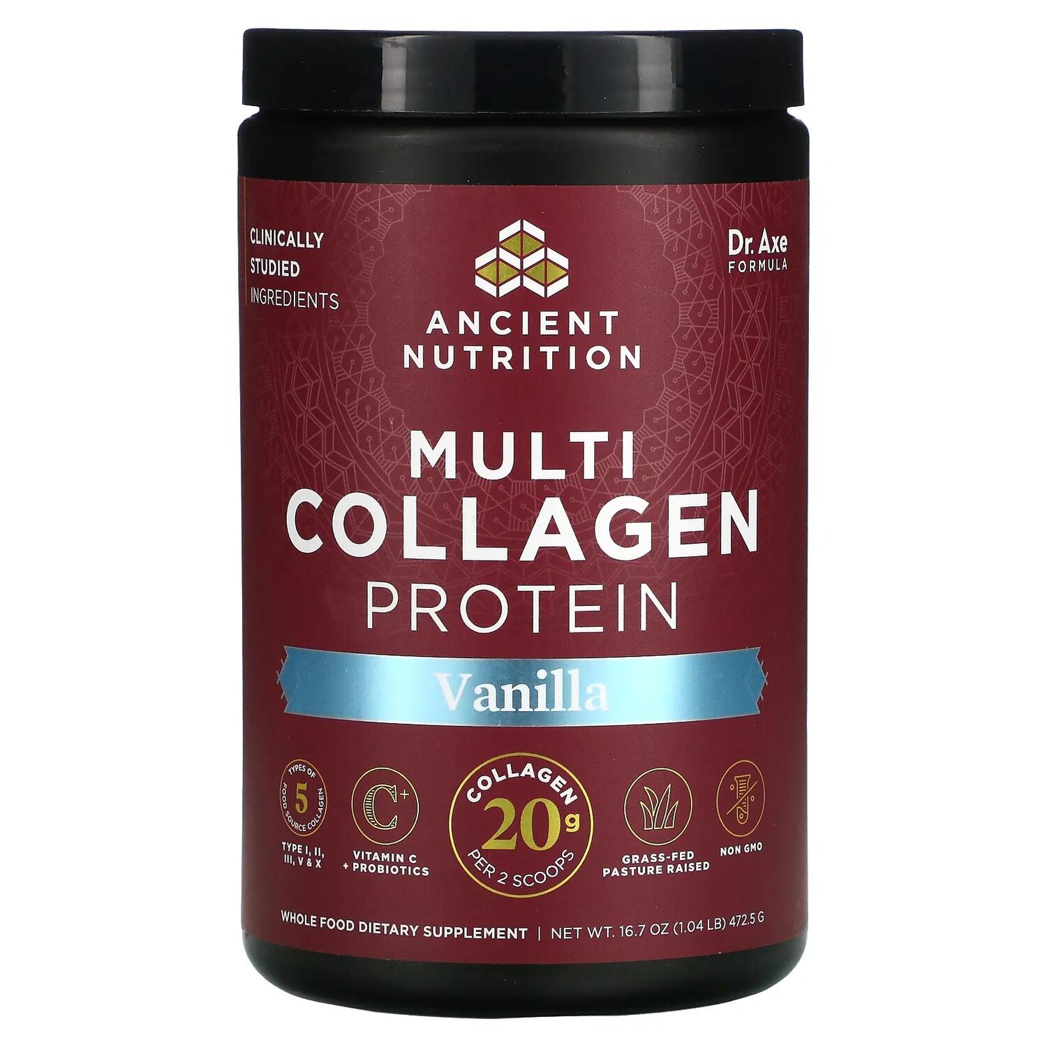 

Dr. Axe / Ancient Nutrition Multi Collagen Protein Vanilla 16.8 oz (475 g)