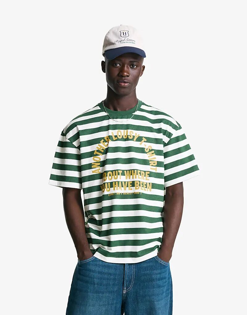 

Футболка Bershka с коротким рукавом и принтом зеленого цвета