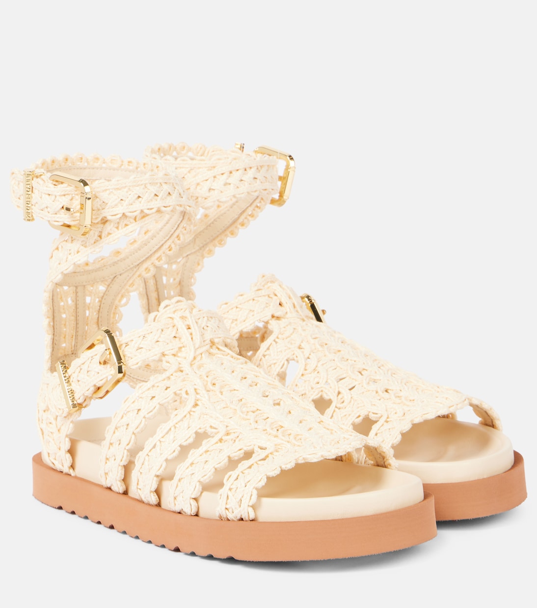 Сандалии-гладиаторы Goldie из рафии Zimmermann, Powder
