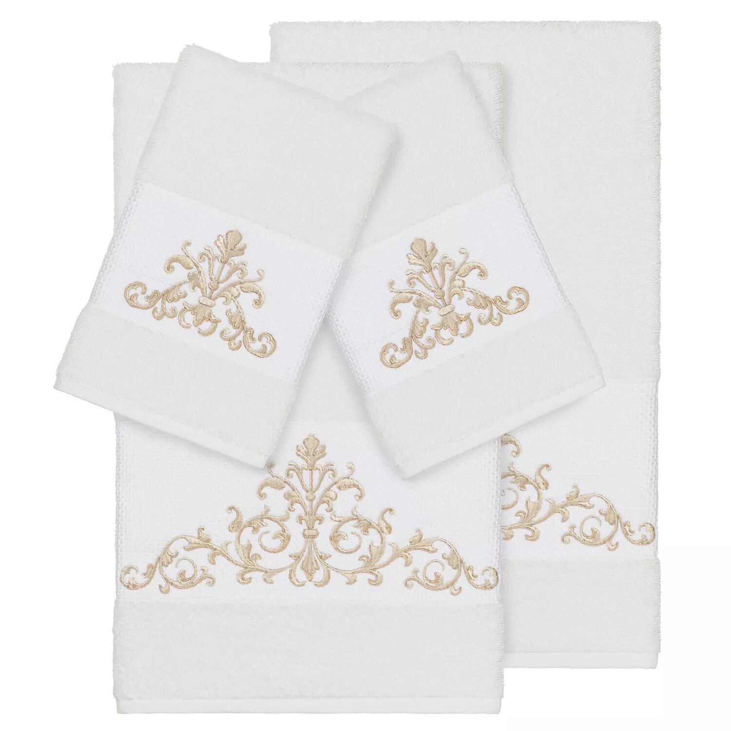 

Linum Home Textiles Набор из 4 банных полотенец с украшением Scarlet, белый
