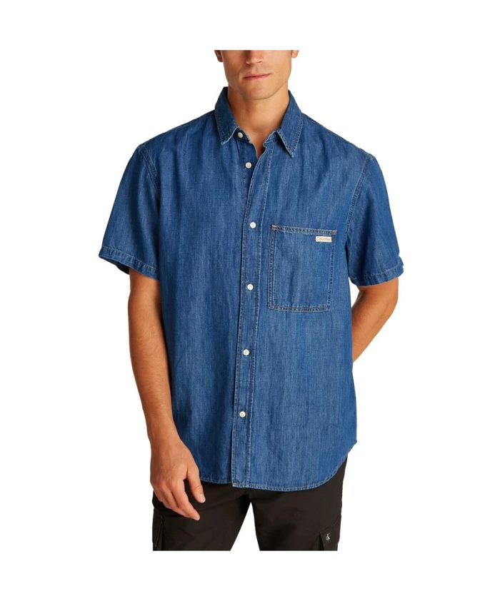 

Обычная джинсовая рубашка с коротким рукавом Calvin Klein Jeans, синий