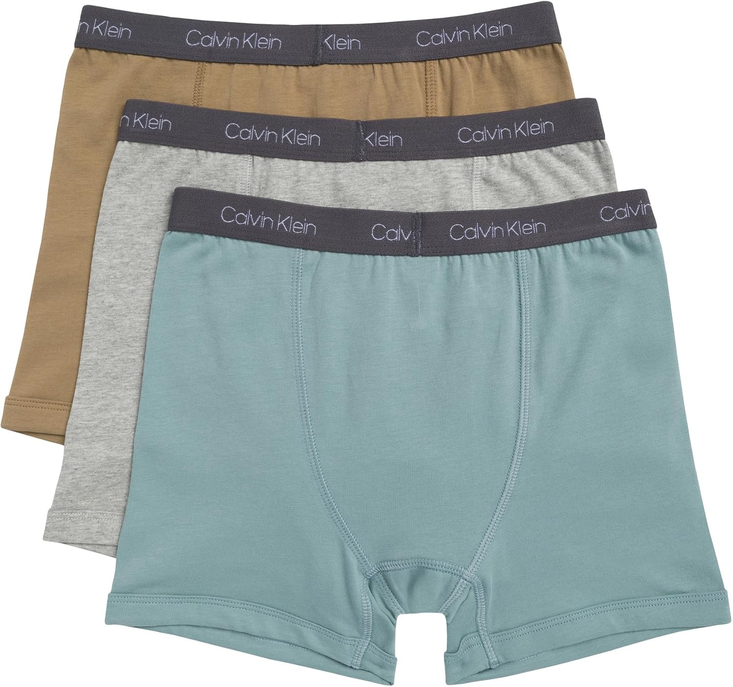 Комплект из 3 трусов-боксеров Calvin Klein для мальчиков, Zoni Beach/Heather Gray/Tigers Eye — фото 2