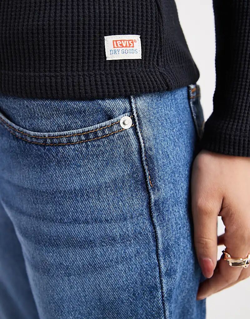 Лонгслив Levi's с длинными рукавами и вафельной хенли черного цвета — фото 2