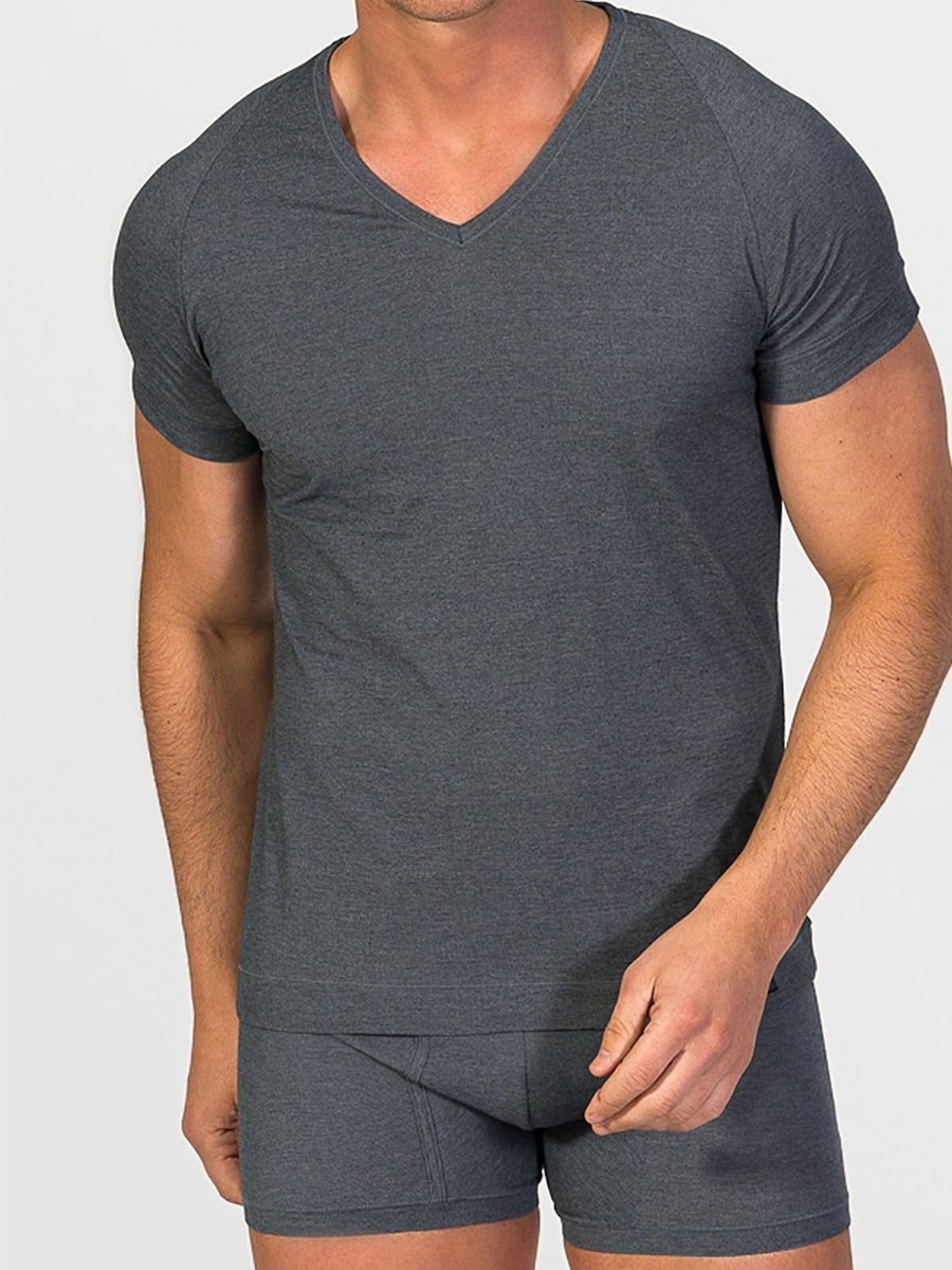 

Нижняя рубашка zd ZERO DEFECTS V-Neck T-Shirt Egiptian Cotton, темно-серый