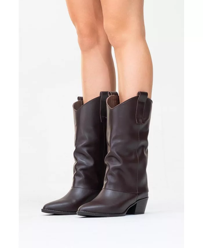 Ботинки Teodora на кожаной платформе с квадратным каблуком (женские) Forever & Always Shoes, коричневый — фото 3