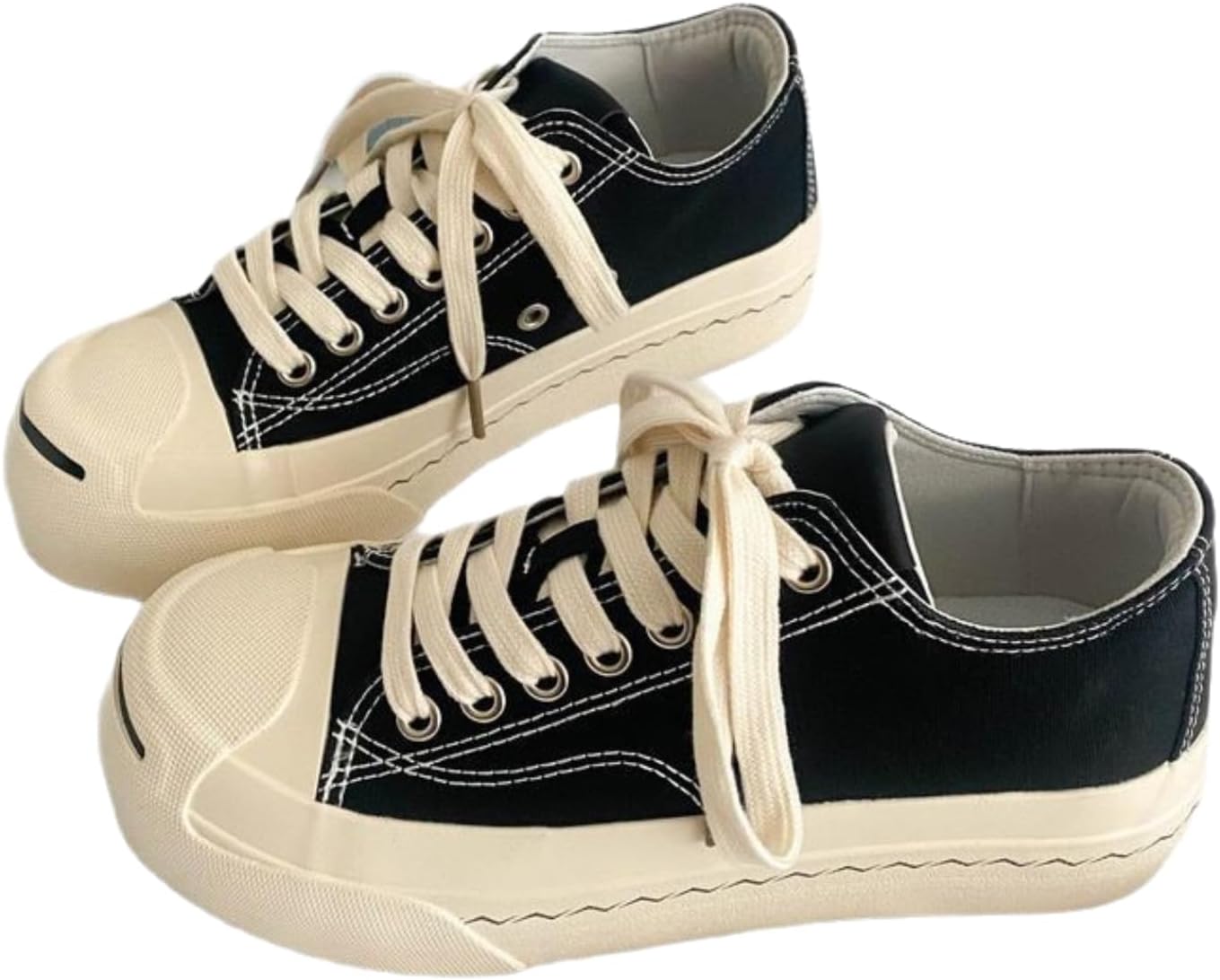 

Кроссовки на платформе для женщин, милые винтажные тканевые туфли, с круглым носком, толстой подошвой, удобные повседневные прогулочные обувь Ojqih, черный