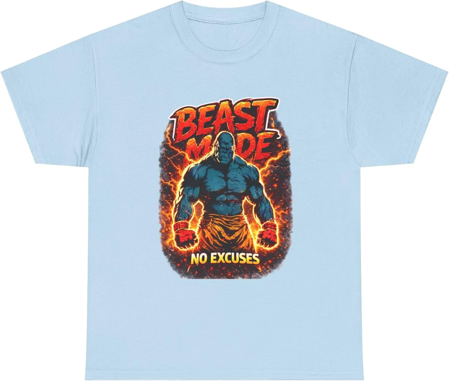Футболка с принтом Beast Mode, Light Blue
