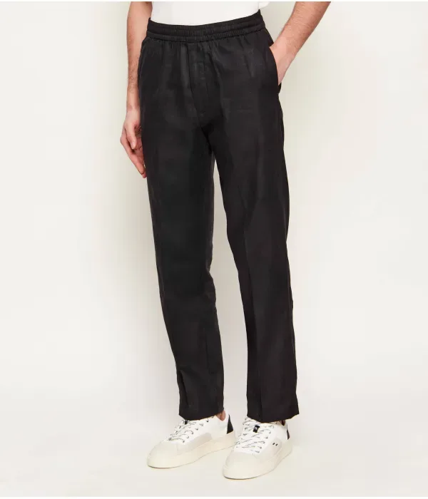 Льняные брюки straight fit Calvin Klein, черный