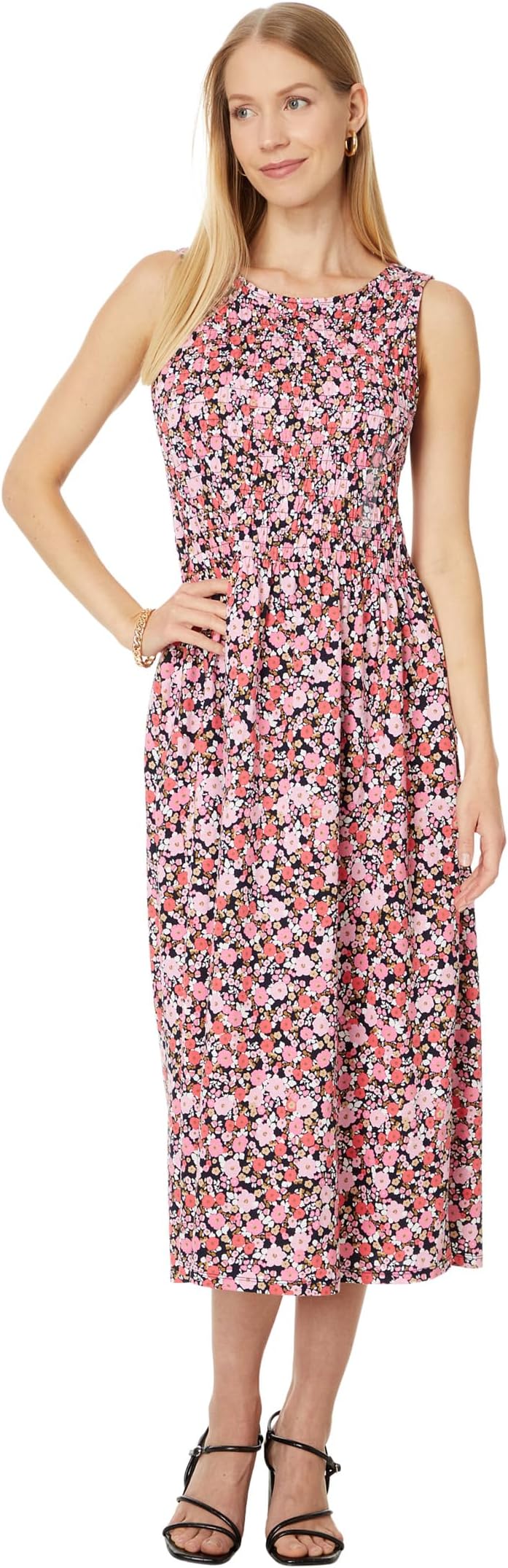 

Платье Tommy Hilfiger Ditsy Floral Smocked Tier Dress, цвет Sky Captain/Peony