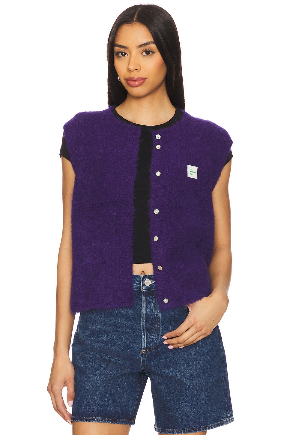 

Безрукавный кардиган East от American Vintage, violet chine