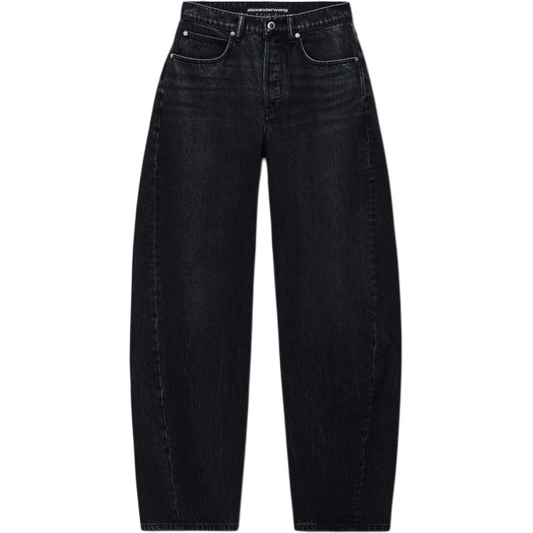 

Джинсы из хлопка с отделкой стразами Alexander Wang, distressed серый