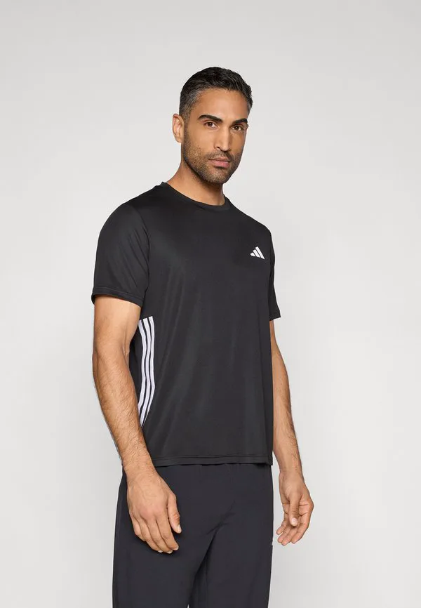 Базовая спортивная футболка "три полоски" для тренировок Adidas Performance, Black/White