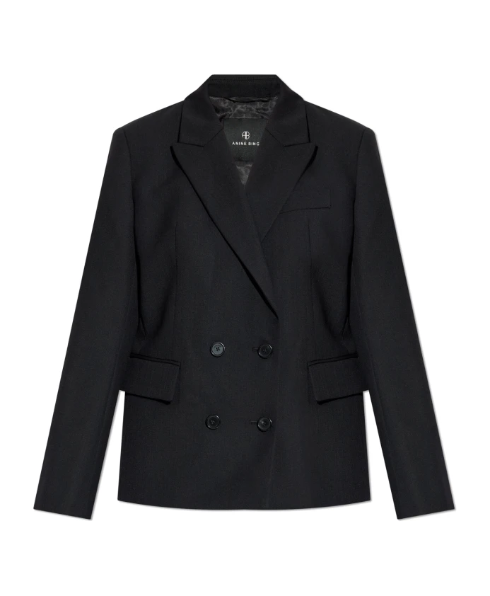 

Двубортный блейзер Anine Bing, черный