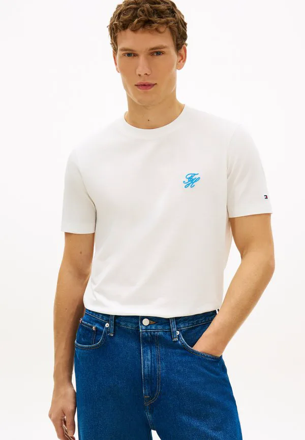 Футболка с монограммой script, базовая футболка для купальников. Tommy Hilfiger, Ecru