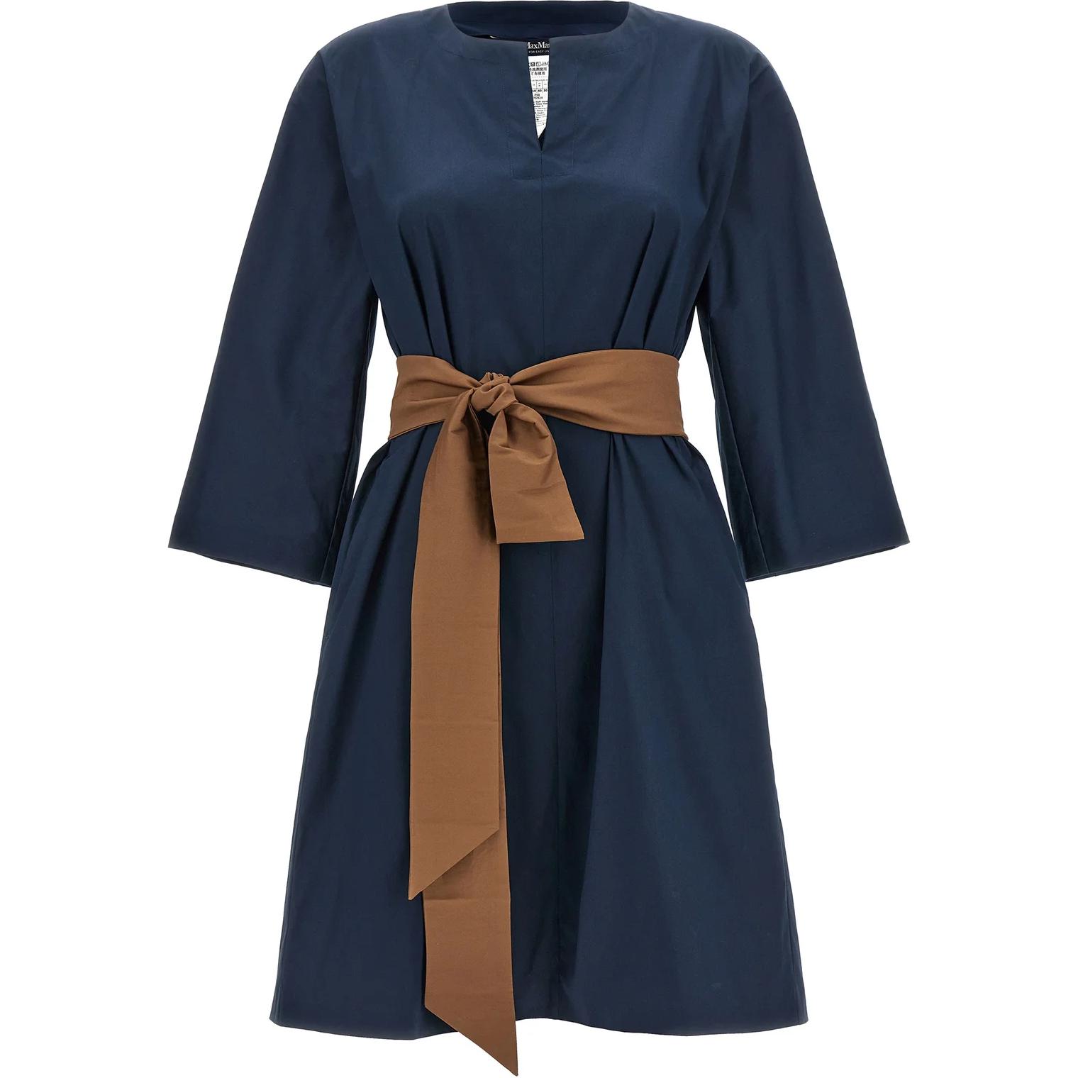 

Платье Leila с V-образным вырезом и поясом MaxMara, синий