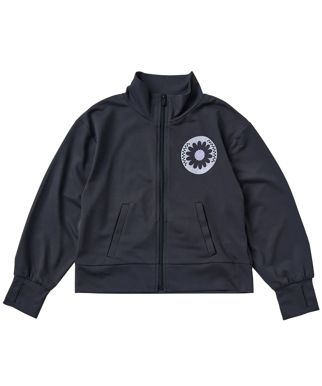 Рашгард детский с zip-застежкой Roxy MINI WILD FLOWER ZIP, полиэстер, черный
