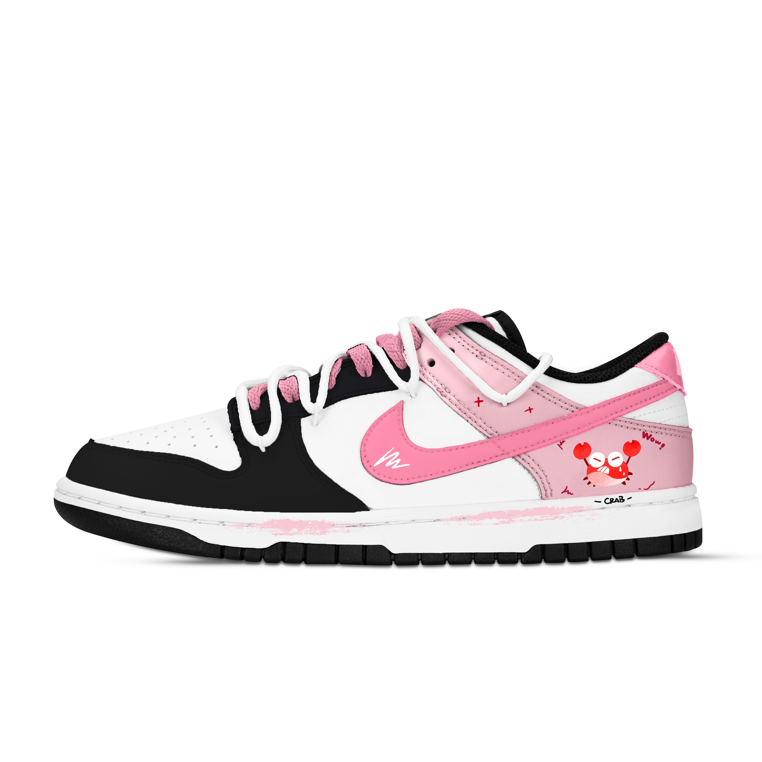 

Кроссовки для скейтборда Dunk Crab Claw Graffiti устойчивые к истиранию низкие унисекс black white pink Nike, розовый