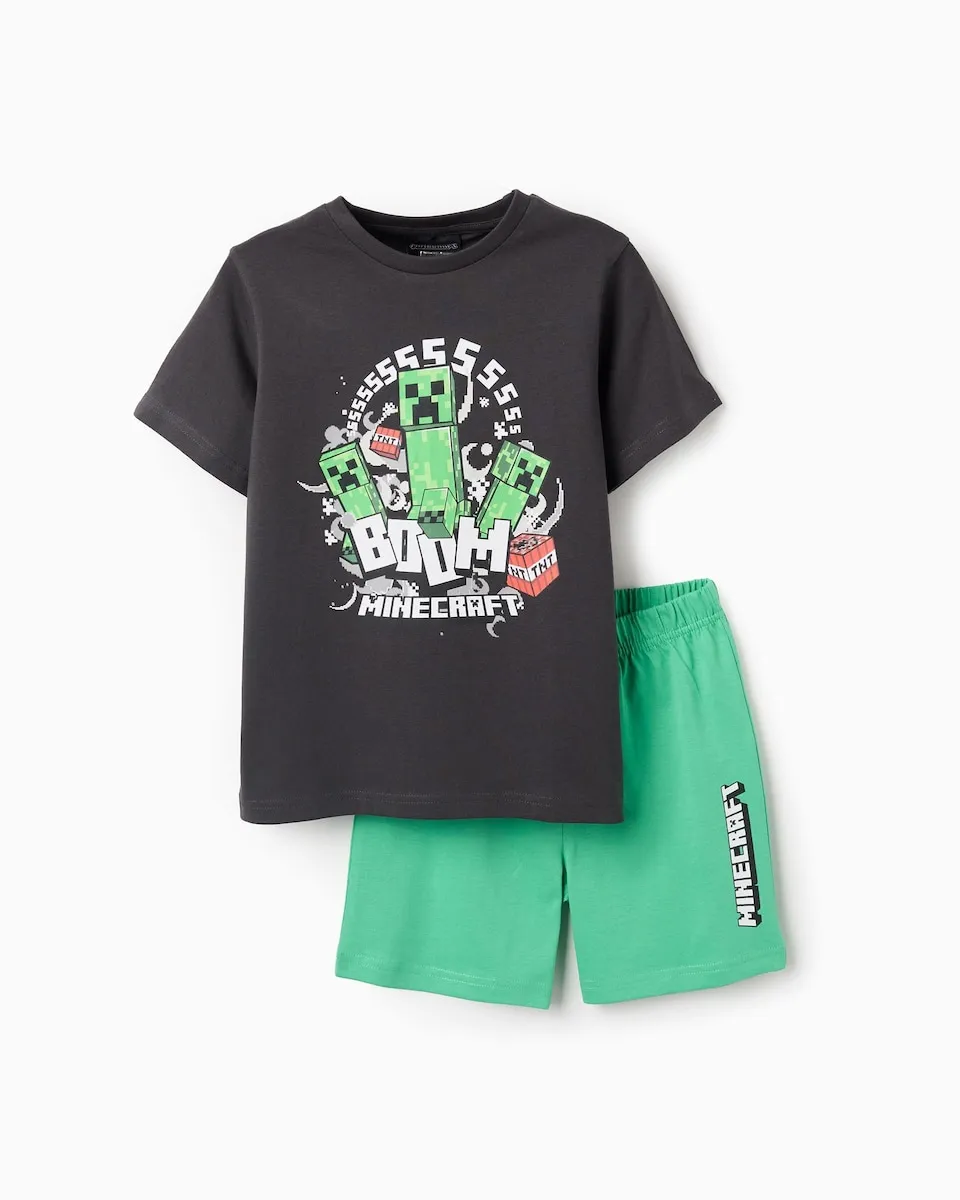 

Детская пижама 100% хлопок с мотивом Minecraft Zippy, темно-серый