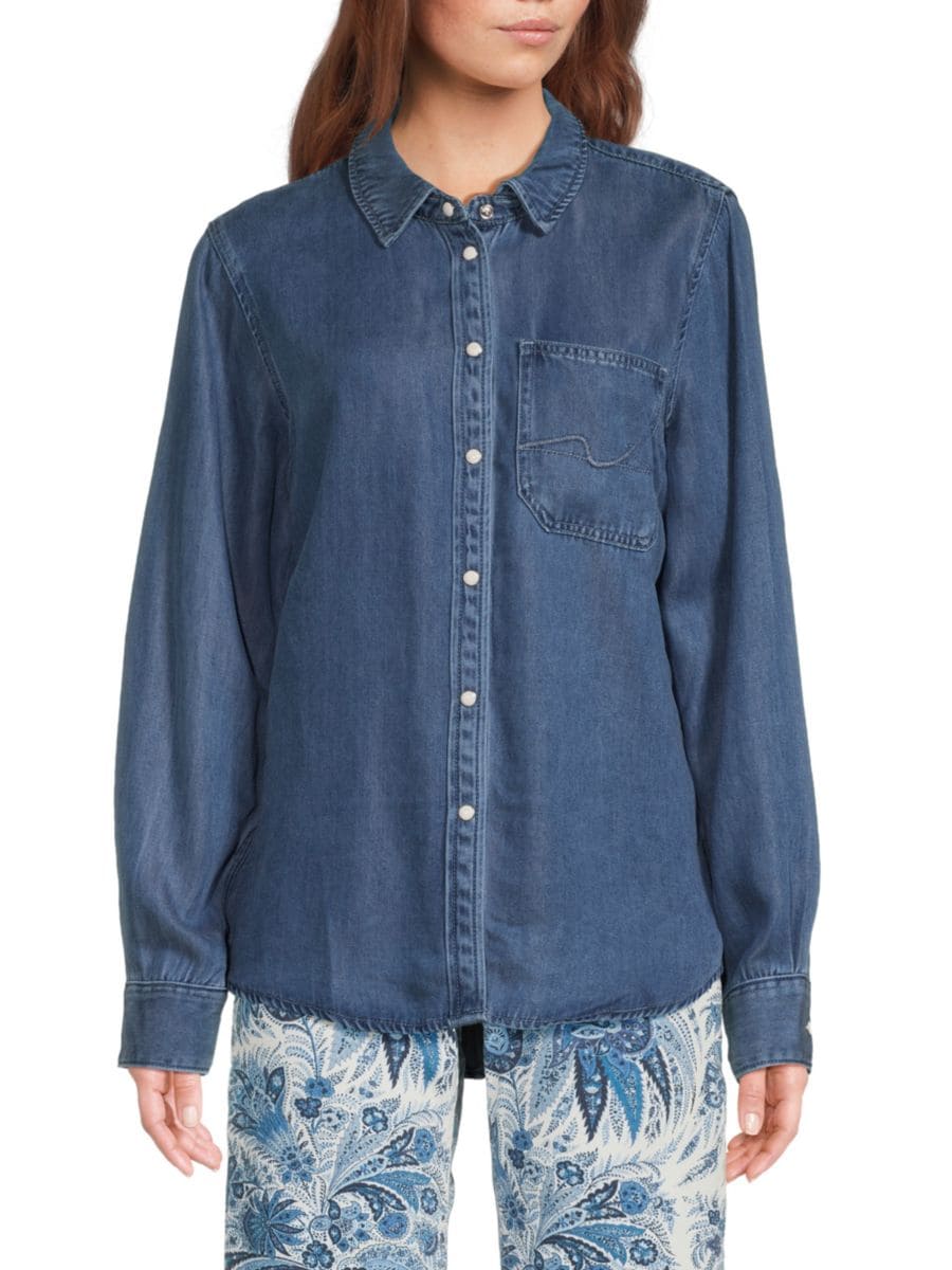 

Джинсовая рубашка с завитками 7 For All Mankind, цвет Medium Indigo