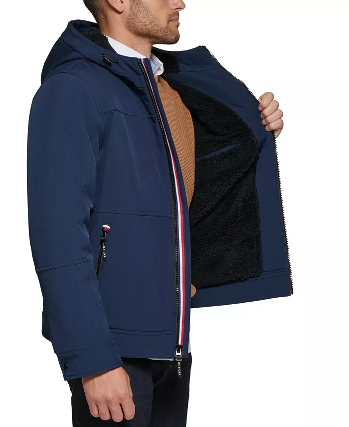 Мужская утепленная худи-куртка с подкладкой из шерпы Tommy Hilfiger, синий — фото 3
