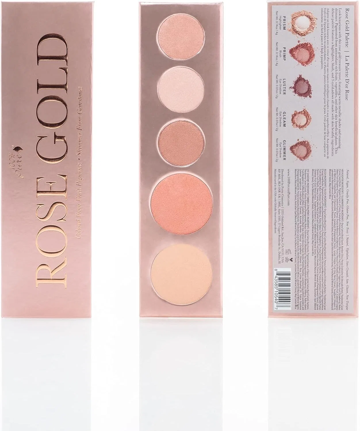 Палетка для макияжа Fruit Pigment Rose Gold Palette 100% Pure, мультиколор, 5 оттенков — фото 2
