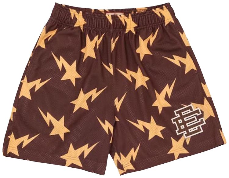 

Шорты Eric Emanuel x BAPE Miami Basic Short 'Brown/Yellow', коричневый