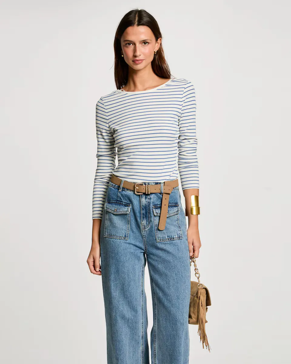 

Женская полосатая футболка с длинными рукавами Morgan, цвет Crudo