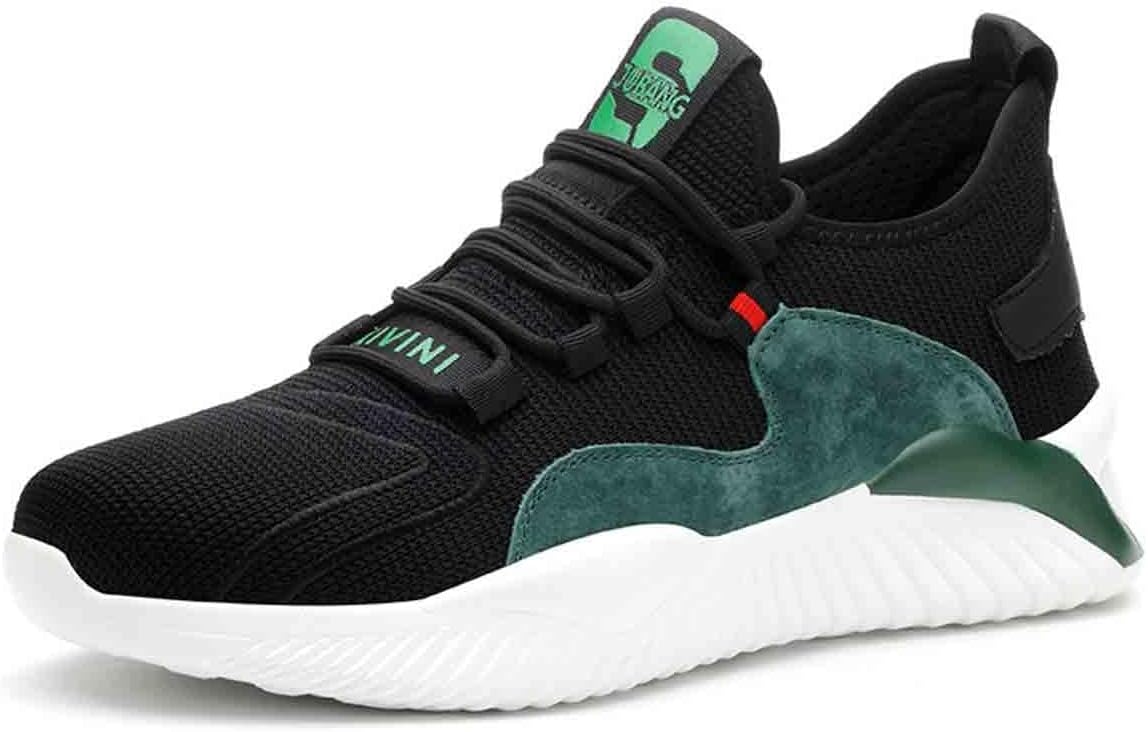 

Дышащие защитные ботинки, стальные носки для мужчин и женщин, обувь для труда с защитой от раздавливания и проколов, легкие кроссовки для защиты и приключений (черно-зеленые, EU 45) Hancha