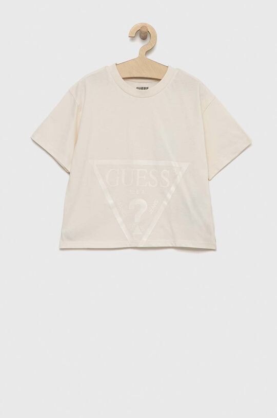 

Хлопковая футболка для детей Guess, бежевый