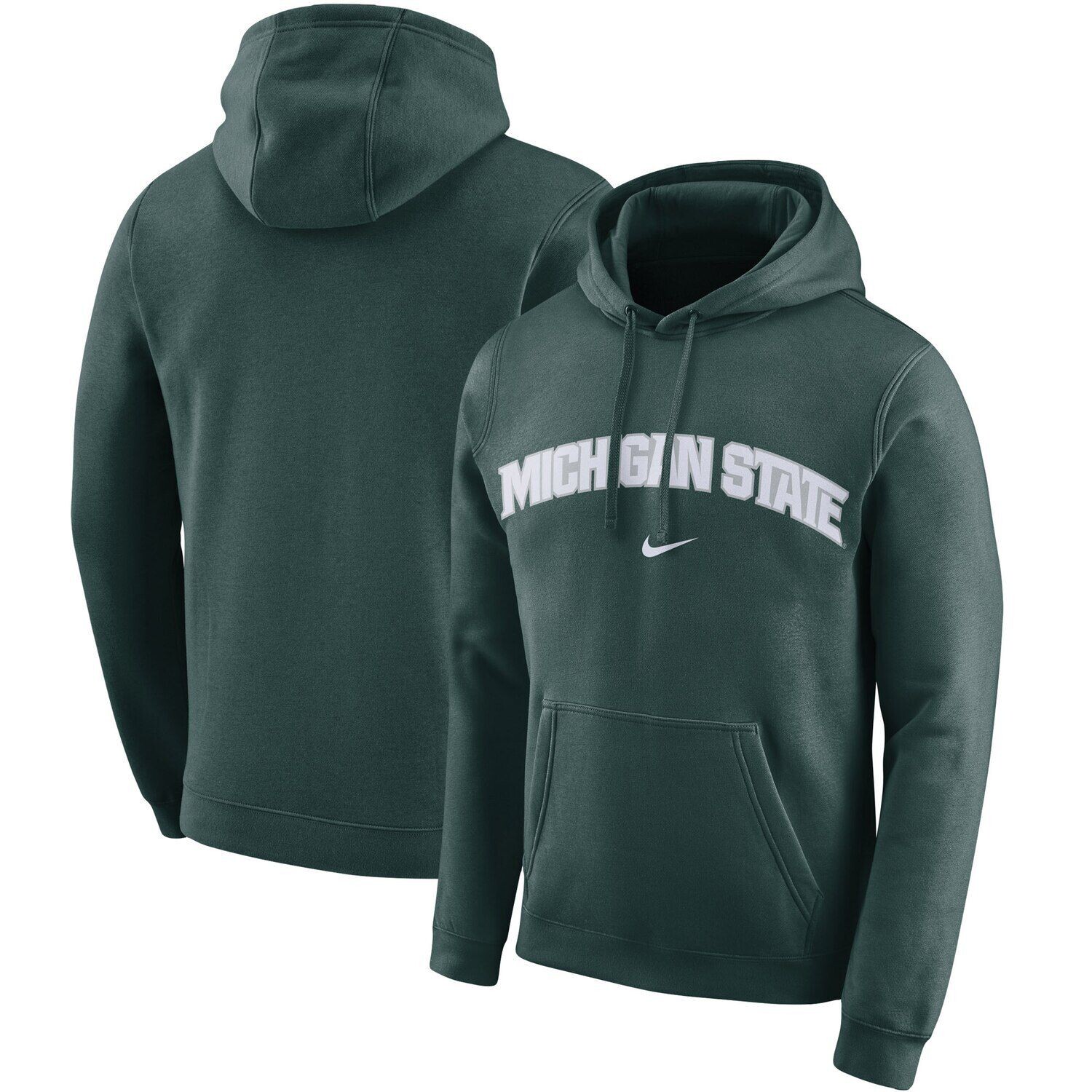 

Мужской зеленый флисовый пуловер с капюшоном Michigan State Spartans Arch Club Nike