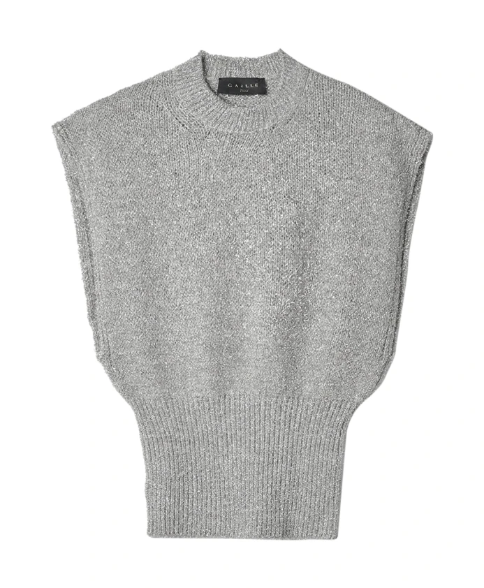 

Вязаный топ без рукавов из люрекса, серый Gaã«Lle Paris, серый
