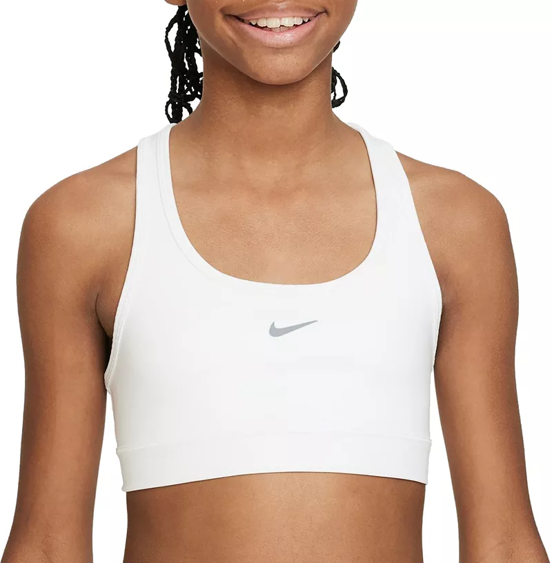 

Спортивный бюстгальтер Swoosh Nike Pro Dri-FIT для девочек, белый
