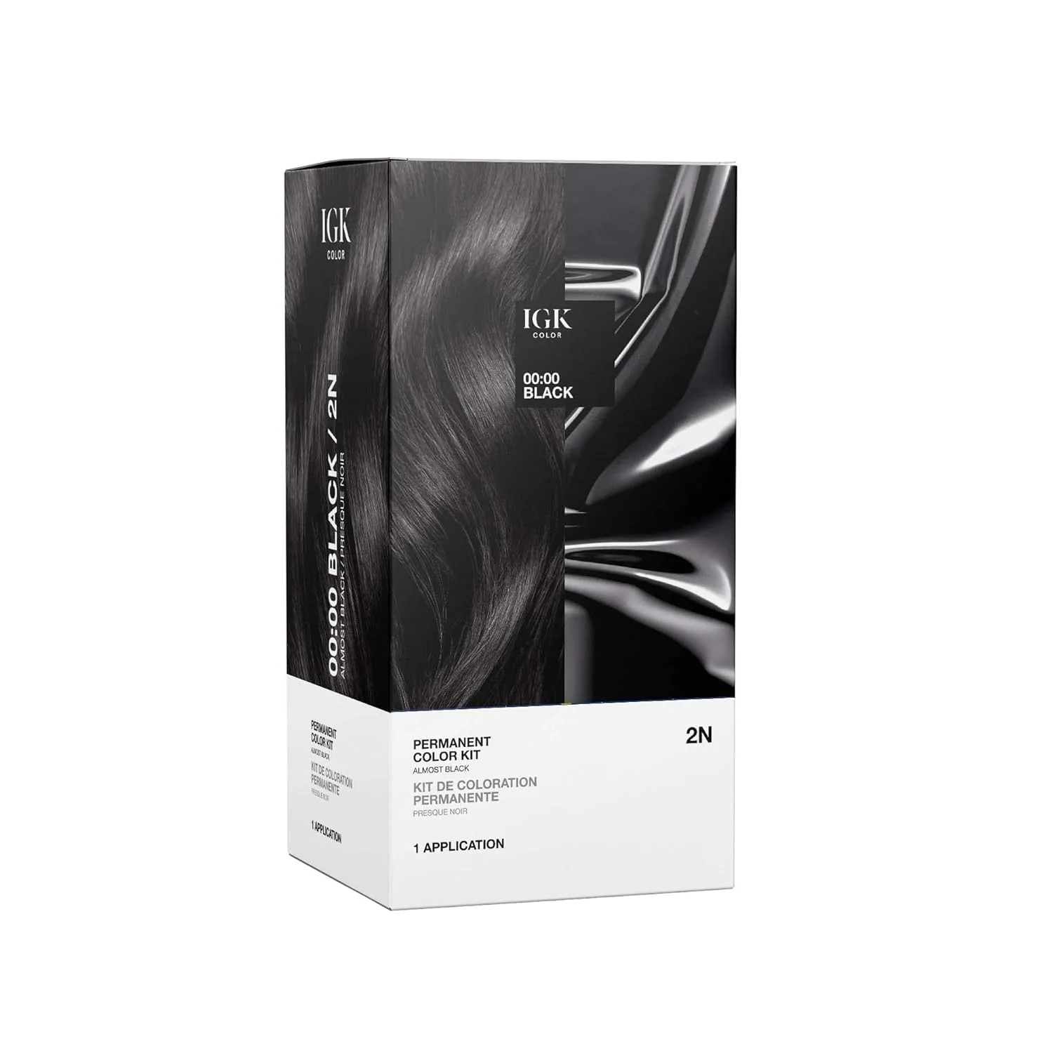 Набор для окрашивания волос IGK Permanent Hair Dye Color Kit | 2N 00:00 - Черный | 100% закрашивание седины | Без аммиака Короткие или тонкие волосы (1 шт.), Almost Black