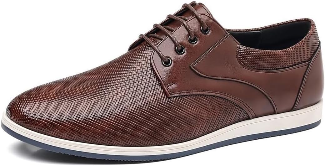 

Мужские кожаные дышащие оксфорды-кроссовки, повседневные низкие модные нескользящие спортивные туфли для мужчин Generic, коричневый
