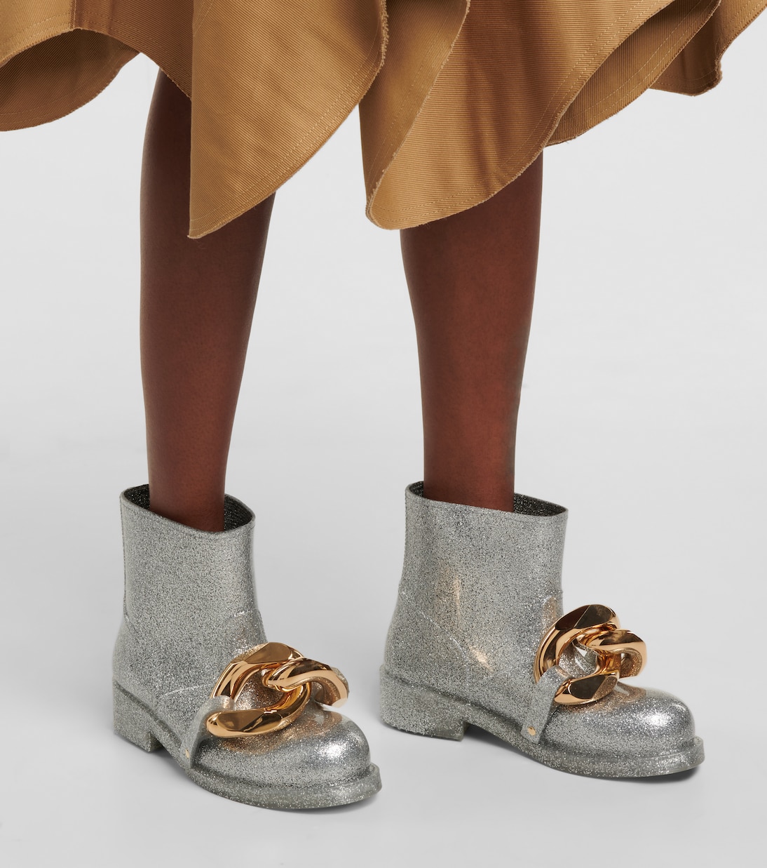 Ботильоны с цепочками и блестками JW Anderson, серебряный — фото 4
