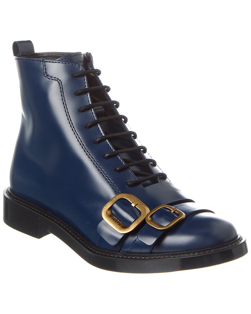 Ботинки TOD's Leather Boot на шнуровке, синий
