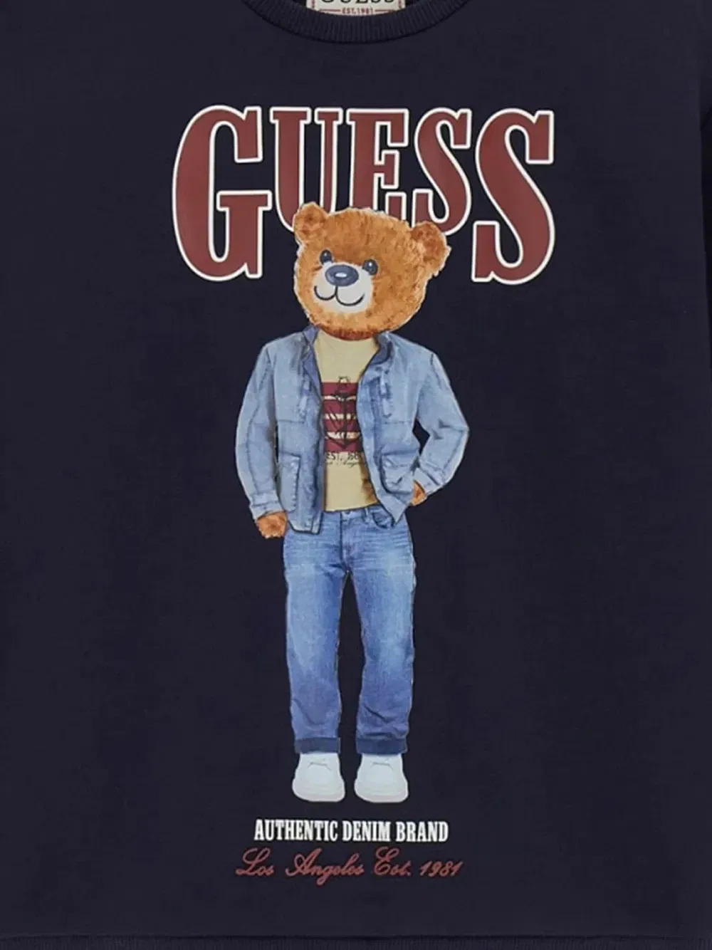 Свитшот с принтом медведя GUESS Kids, синий — фото 4