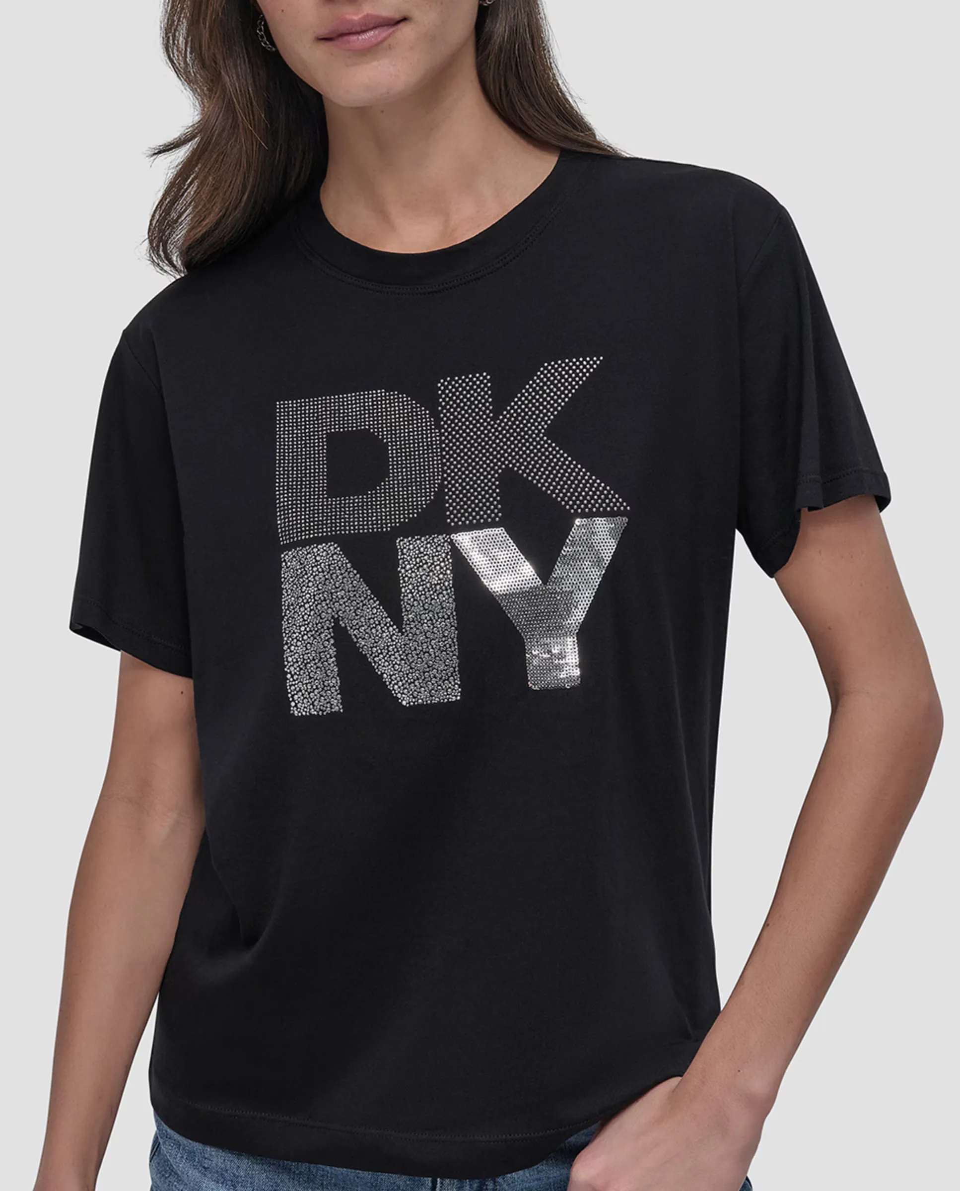 

Женская футболка с коротким рукавом и круглым вырезом Dkny Jeans, черный